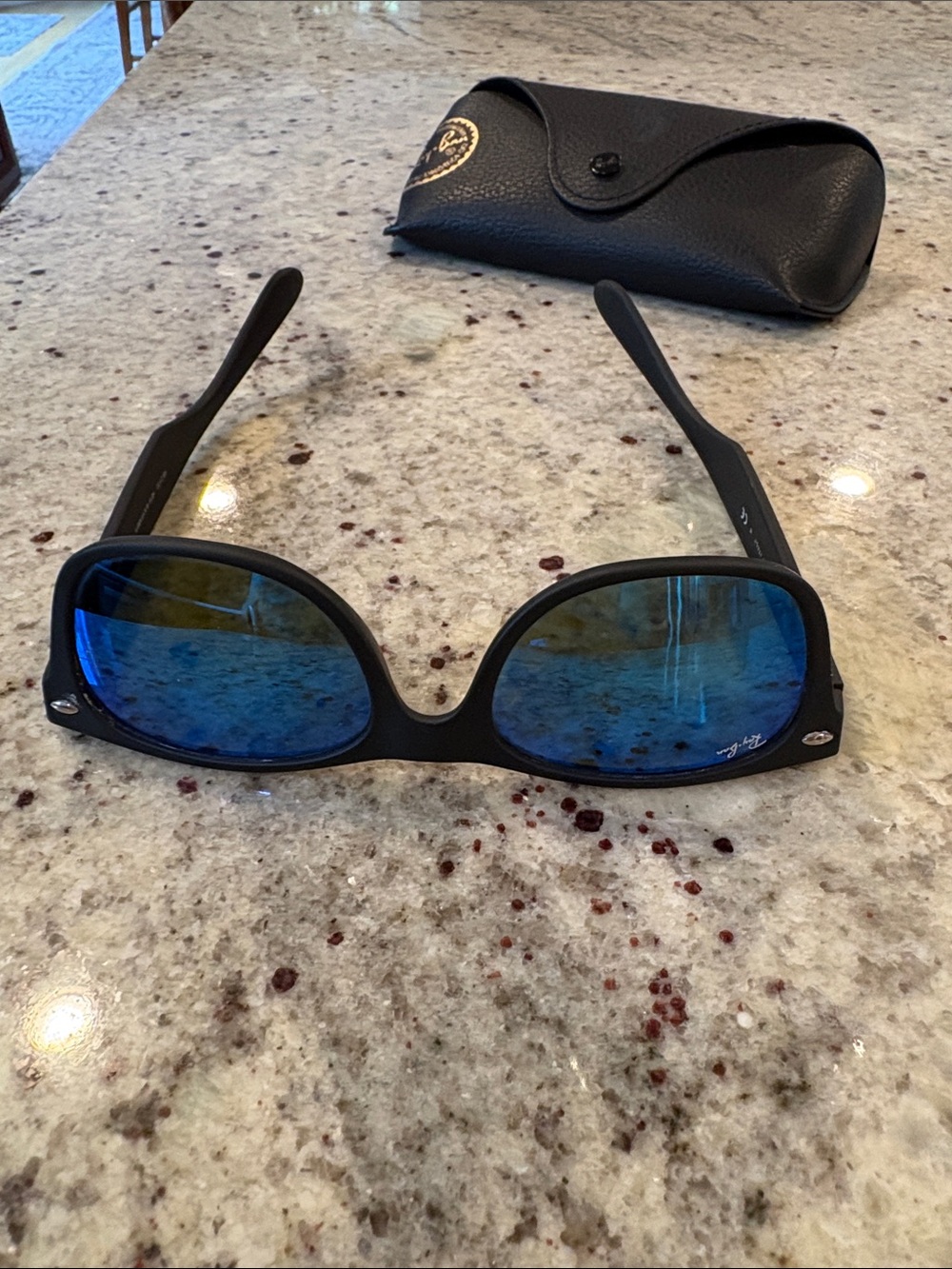 Ray-Ban Kids Black Frame Sunglasses with Blue Mirrored Lenses - Picture 4 of 6